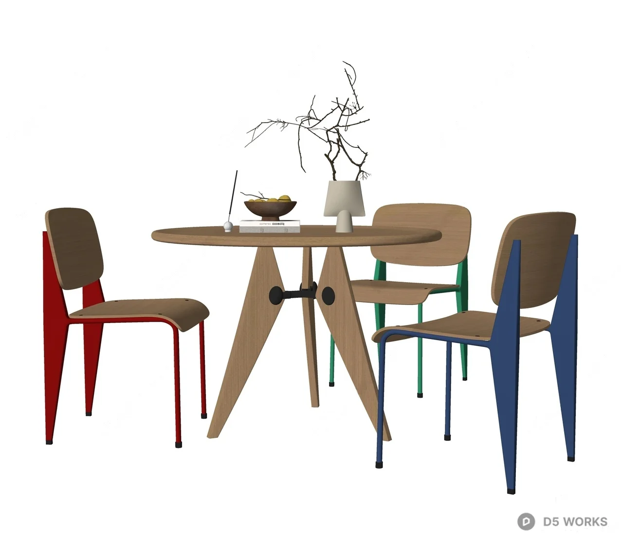 Minimalist Living Room with Sculptural Lighting 3d model thumbnail 2