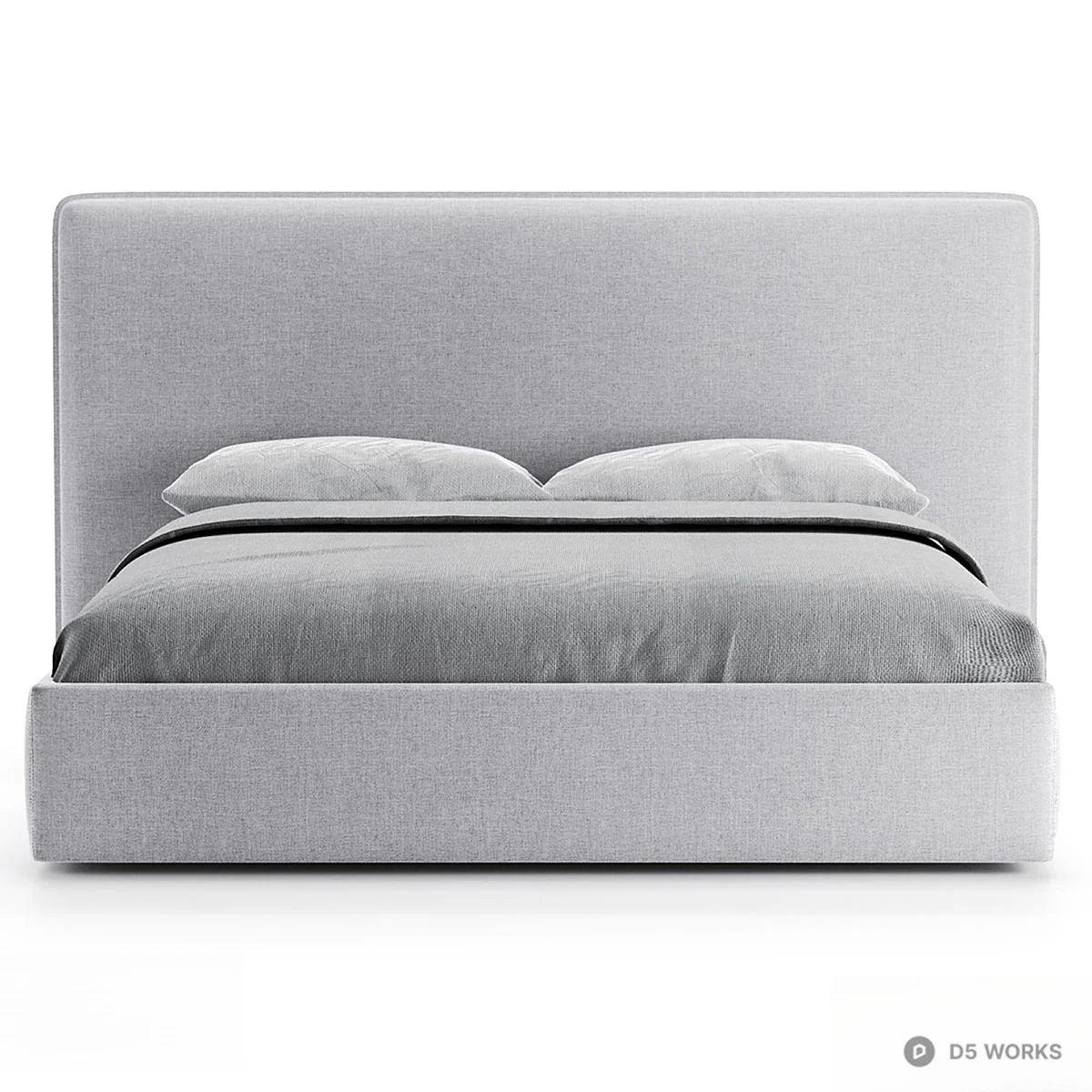 Upholstered Minimalist Double Bed 3d model thumbnail 2