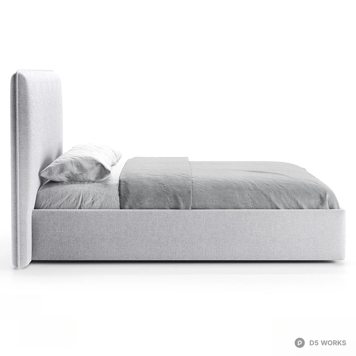 Upholstered Minimalist Double Bed 3d model thumbnail 3