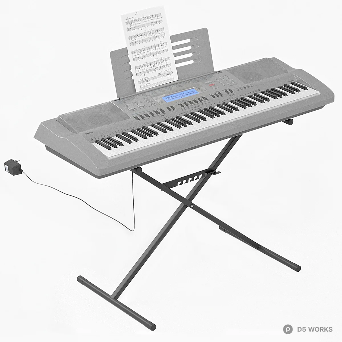 Digital Keyboard With Stand 3d model - Image 1
