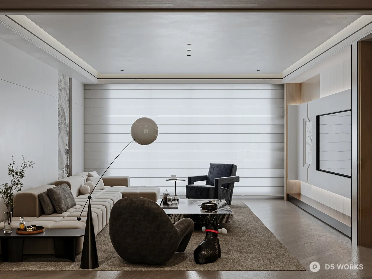 Modern Minimalist Dining Living Space 3d model thumbnail 2