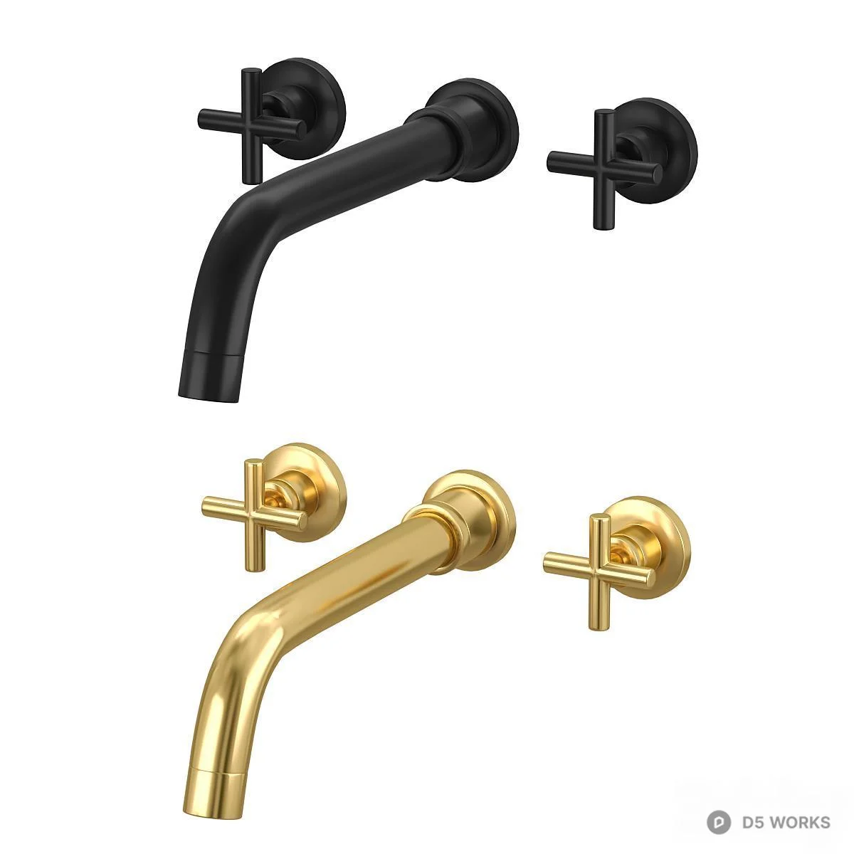 Wall Mounted Faucet Set 3d model thumbnail 2