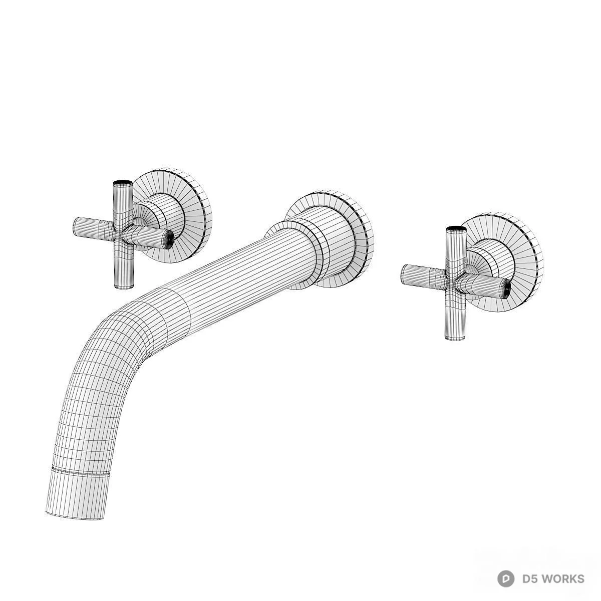 Wall Mounted Faucet Set 3d model thumbnail 3
