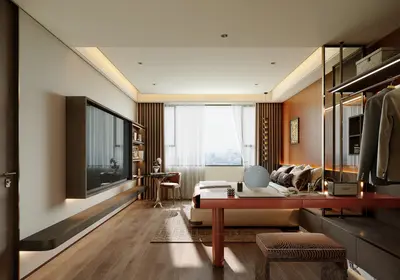 Modern Minimalist Bedroom with Integrated Storage 3d model