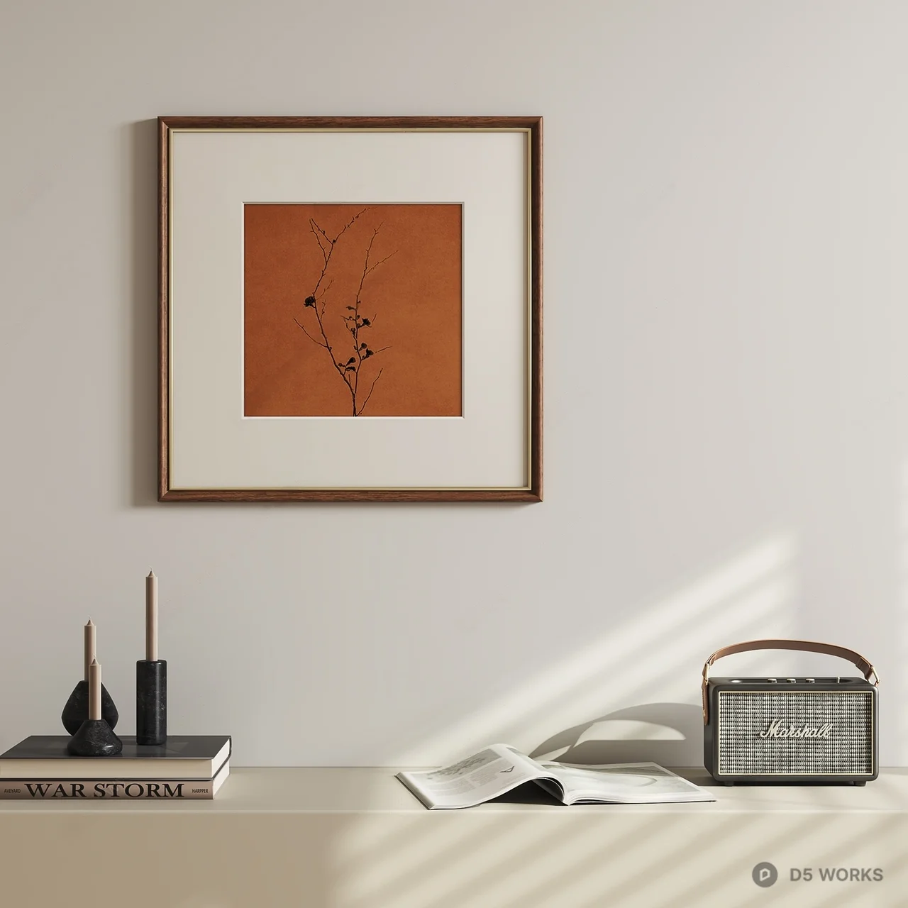 Minimalist Framed Art Print With Botanical Motif 3d model - Image 1