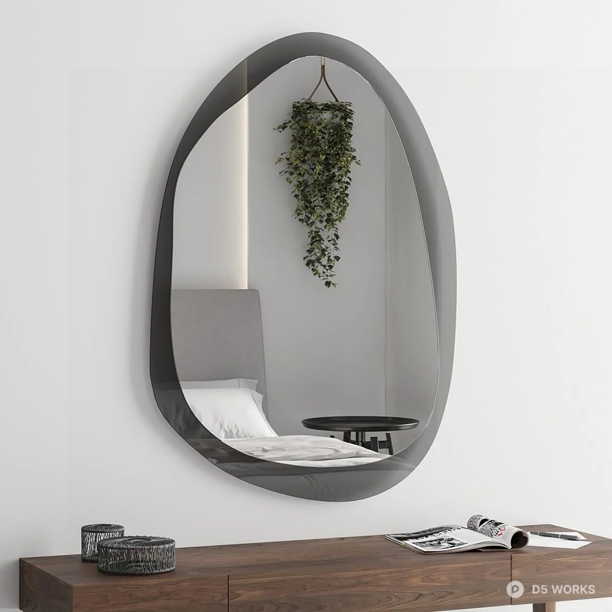Organic Shape Decorative Mirror 3d model thumbnail 2