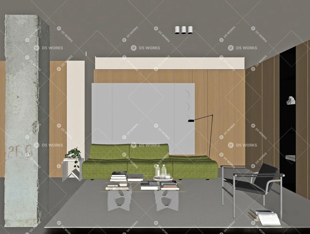 Modern Home Living Room 3d model thumbnail 2