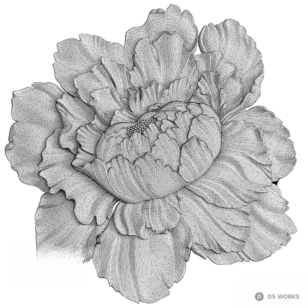 White Floral Sculpture 3d model thumbnail 3