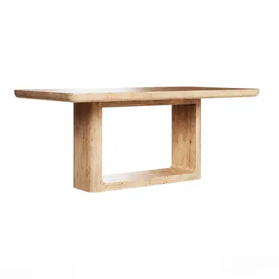 Solid Wood Dining Table With Open Base 3d model