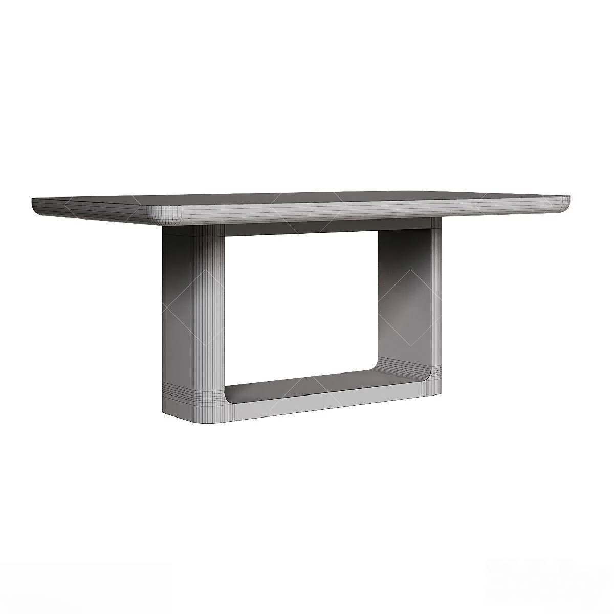 Solid Wood Dining Table With Open Base 3d model thumbnail 4