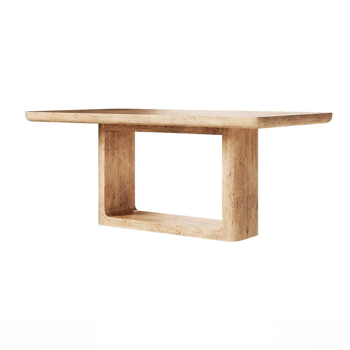 Solid Wood Dining Table With Open Base 3d model thumbnail 3