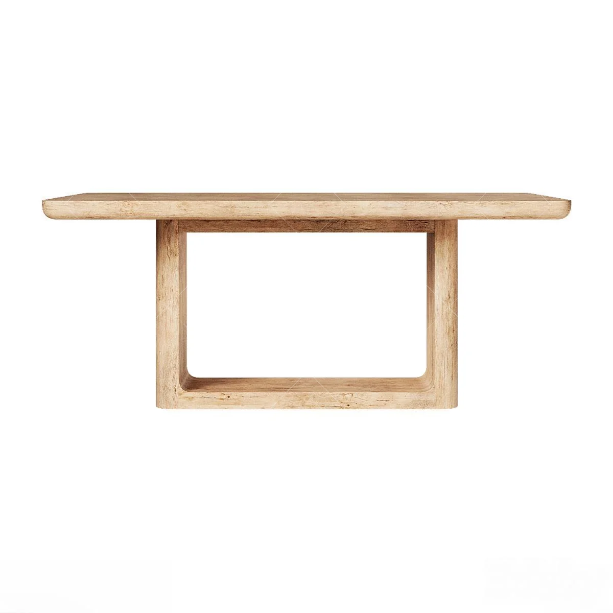 Solid Wood Dining Table With Open Base 3d model thumbnail 2