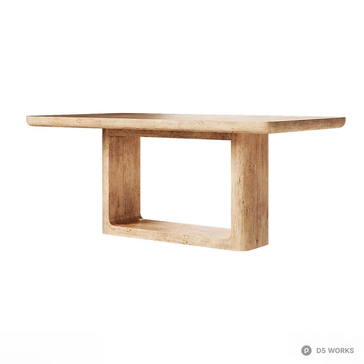 Solid Wood Dining Table With Open Base 3d model thumbnail 3