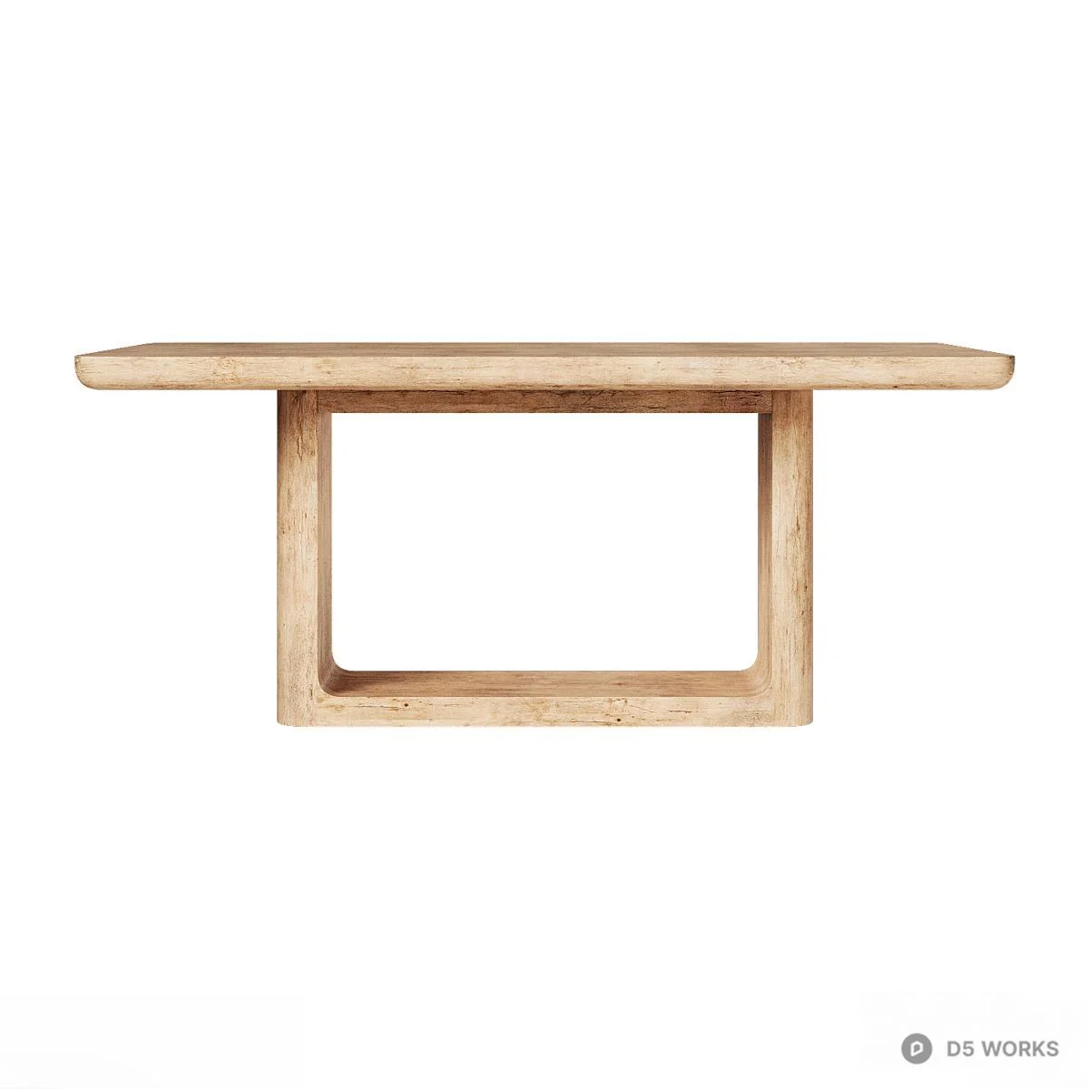 Solid Wood Dining Table With Open Base 3d model thumbnail 2