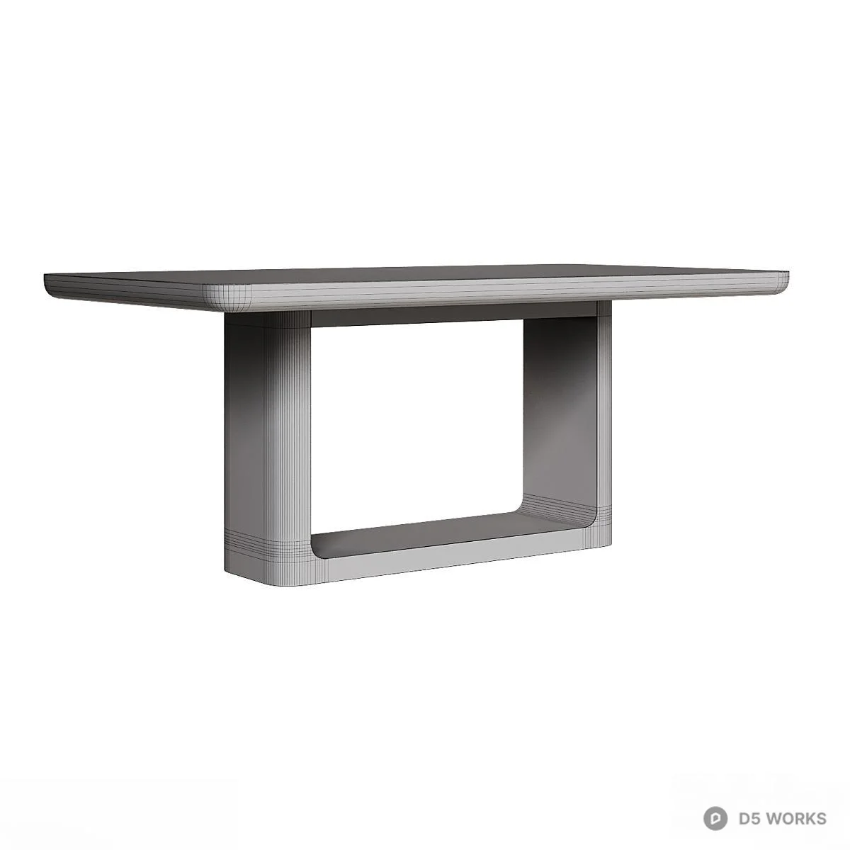 Solid Wood Dining Table With Open Base 3d model thumbnail 4