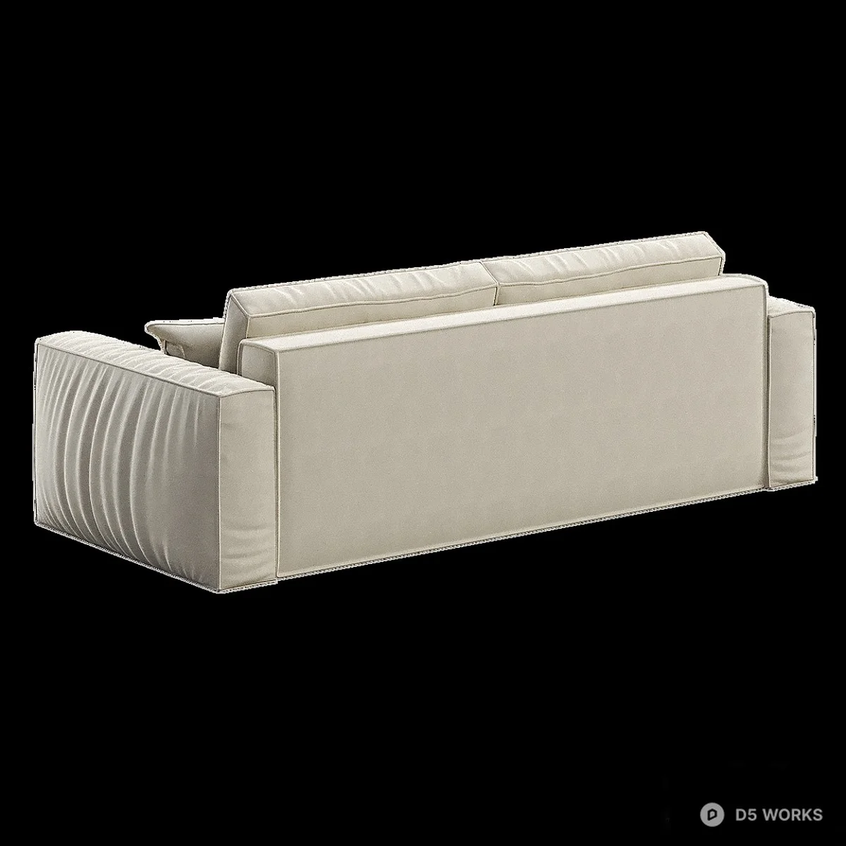 Minimalist Cream Leather Three Seater Sofa 3d model thumbnail 4