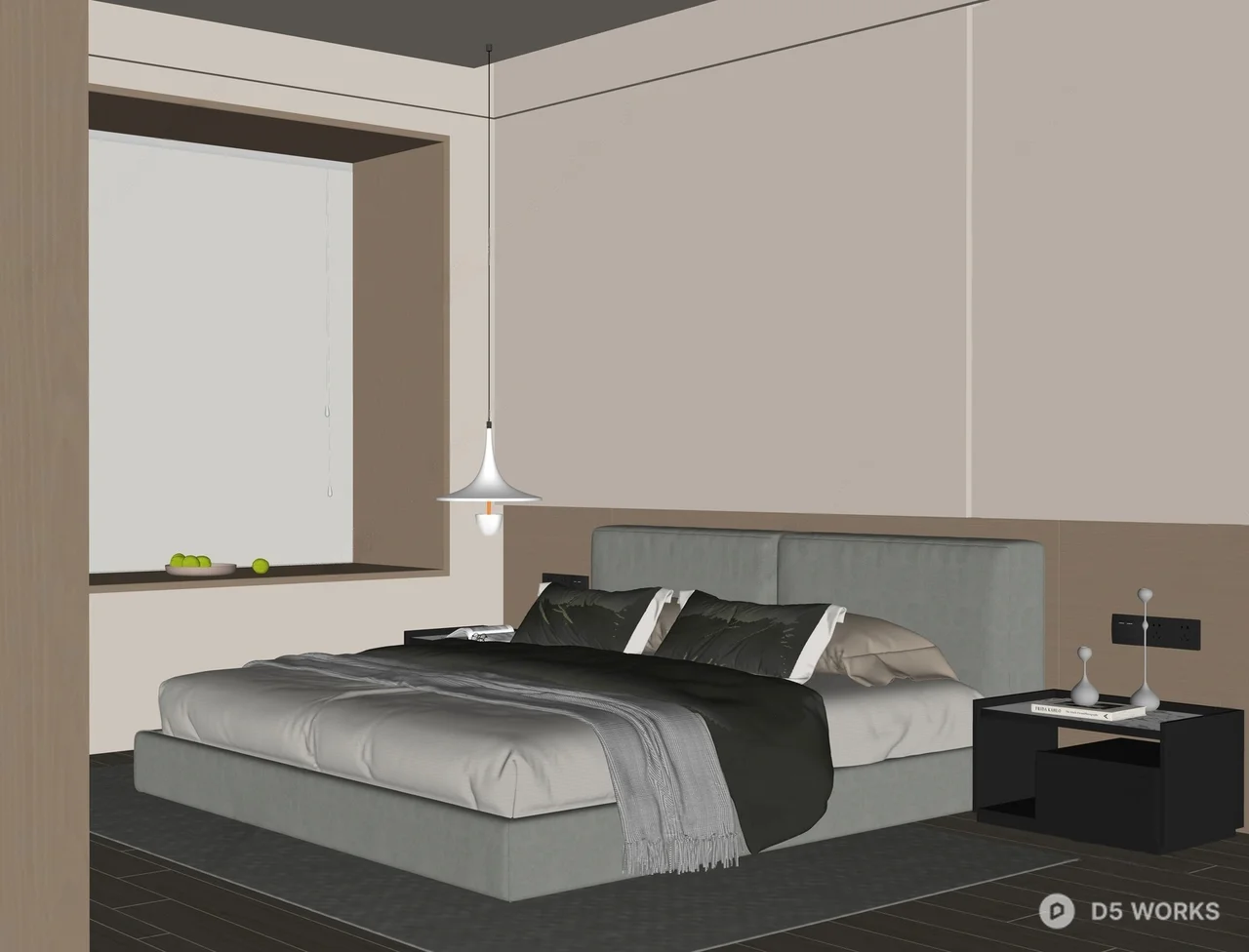 Mid Century Modern Living Dining Space 3d model thumbnail 2