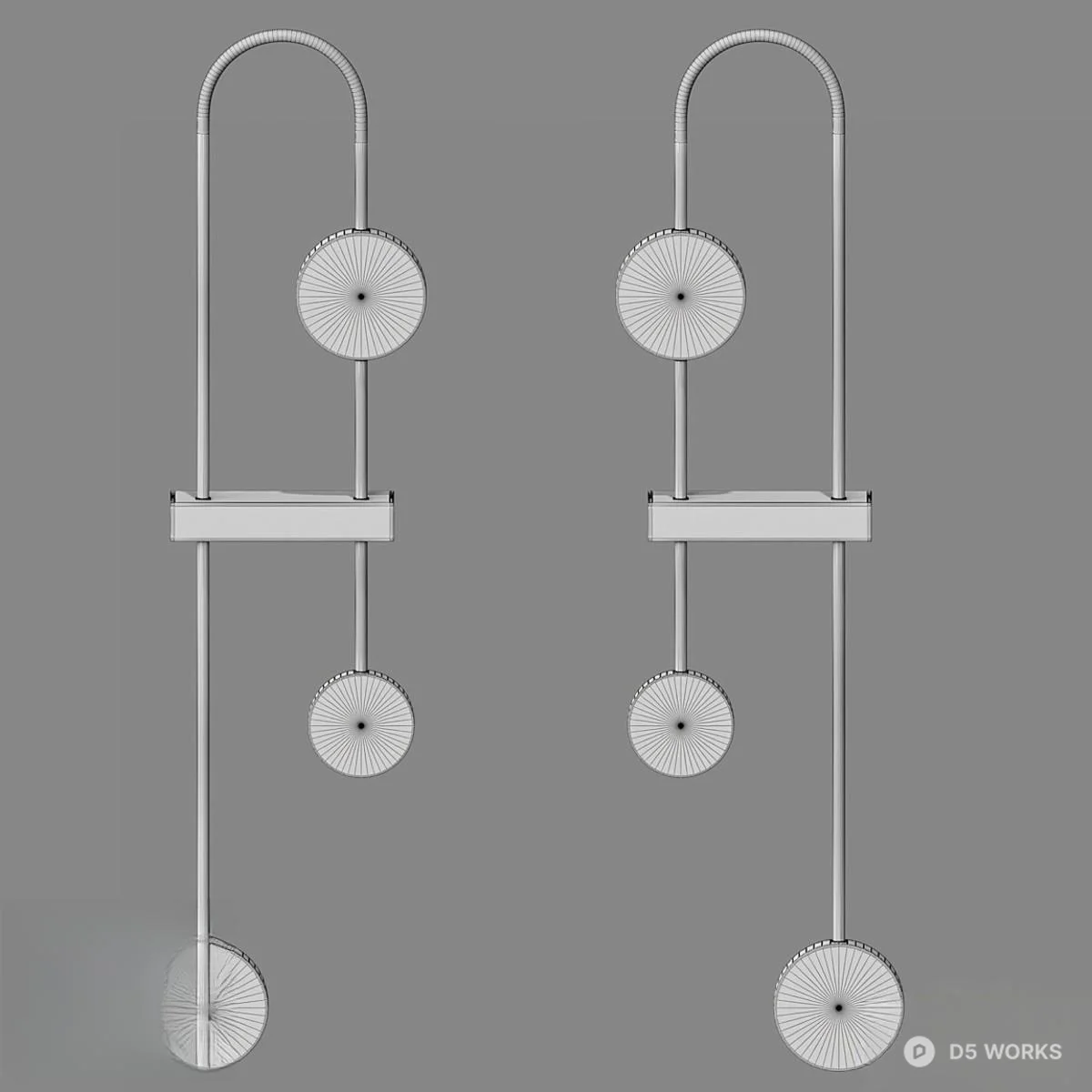 Minimalist Linear Wall Lamp With Circular Discs 3d model thumbnail 2
