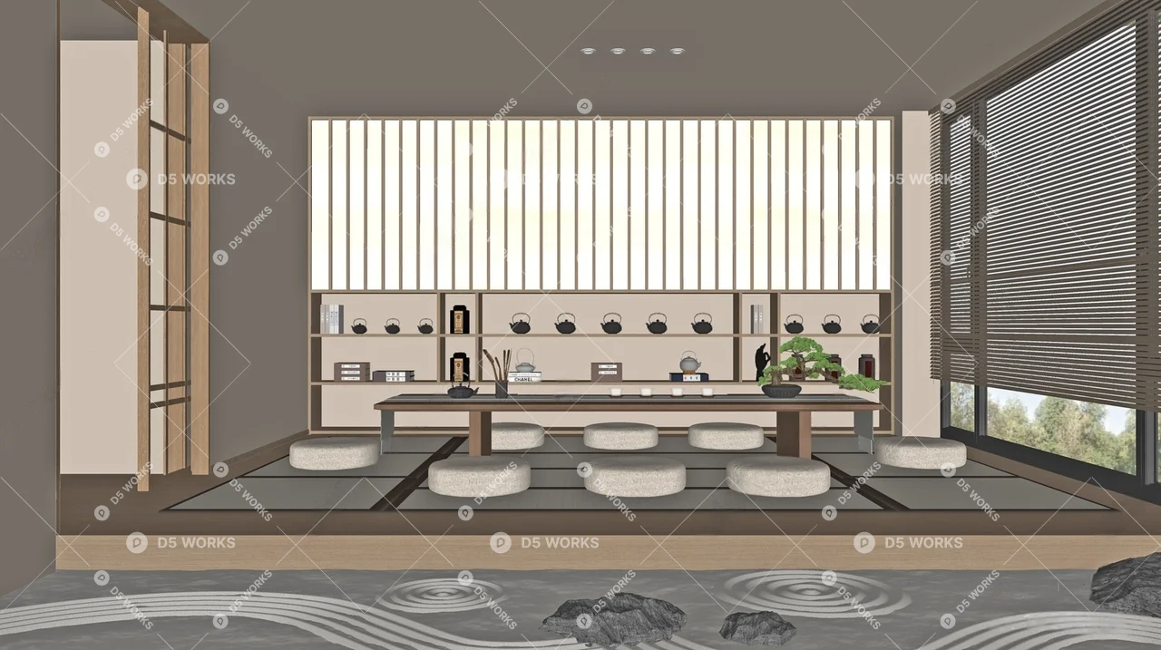 New Chinese Tea Room 3d model thumbnail 2