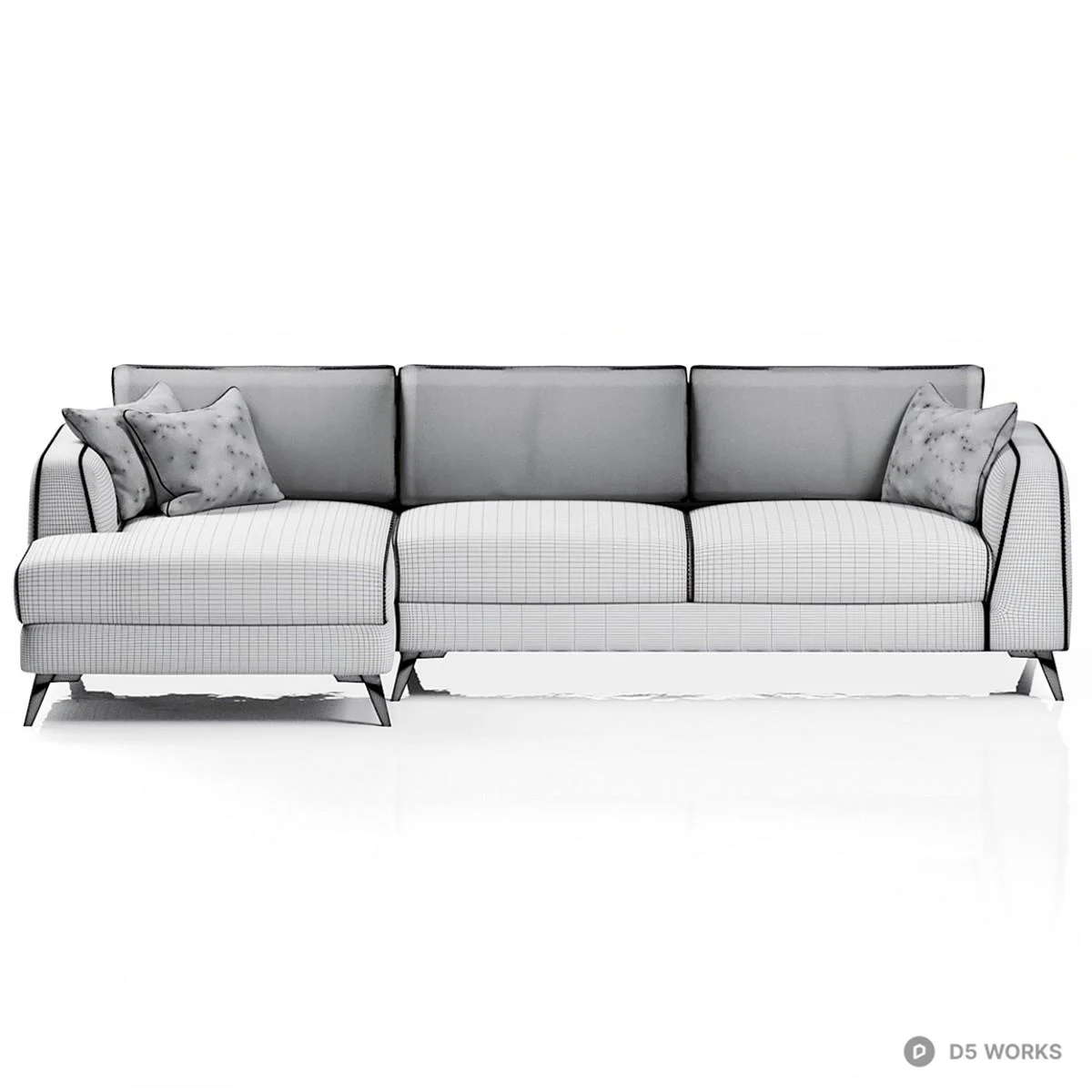 Minimalist Fabric Three Seater Sofa 3d model thumbnail 3