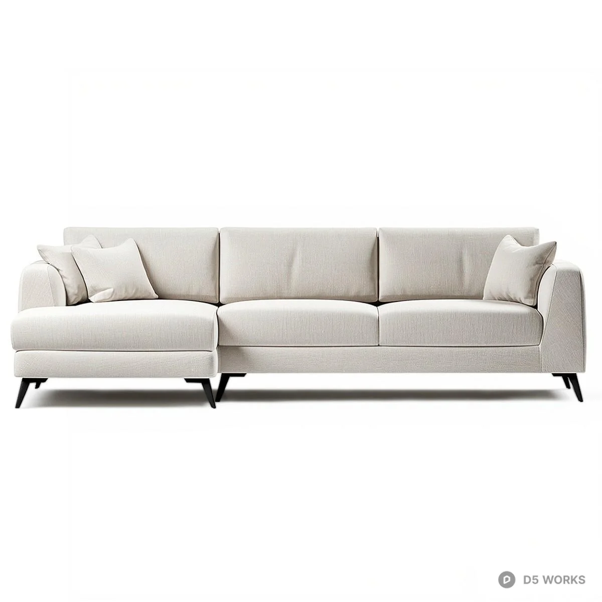 Minimalist Fabric Three Seater Sofa 3d model thumbnail 2