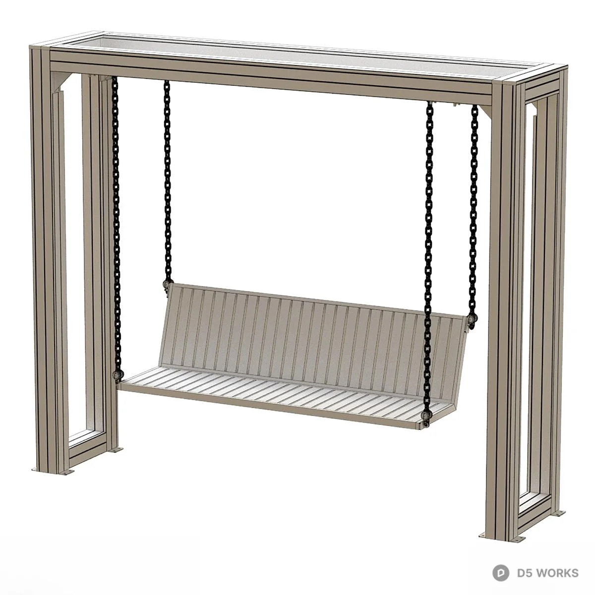Wooden Hanging Swing Chair 3d model thumbnail 2