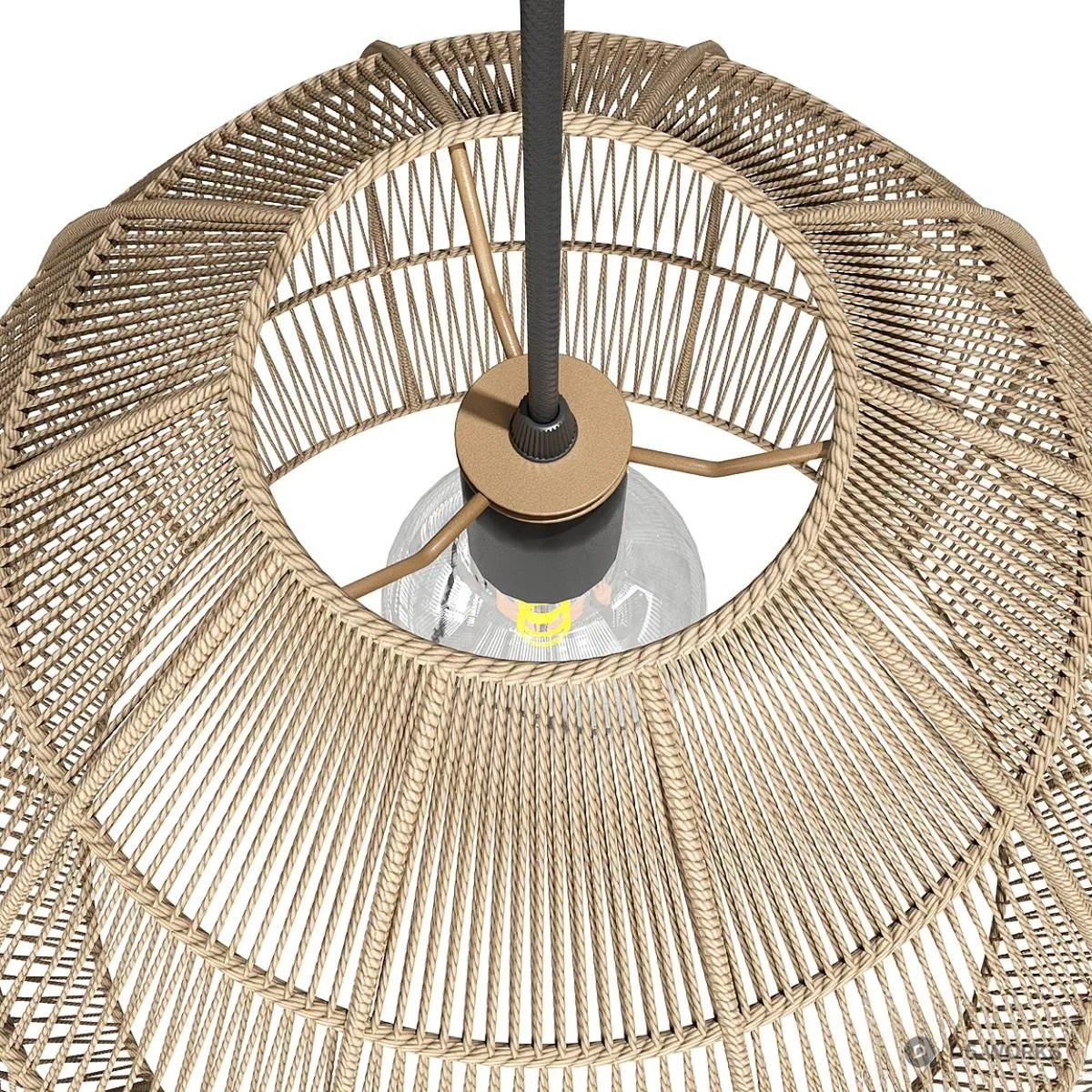 Woven Rattan Pendant Lamp 3d model thumbnail 2