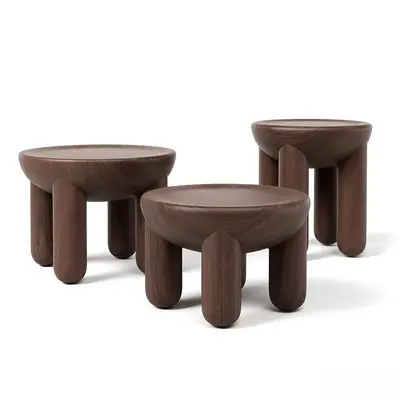 Minimalist Wooden Stool Set 3d model