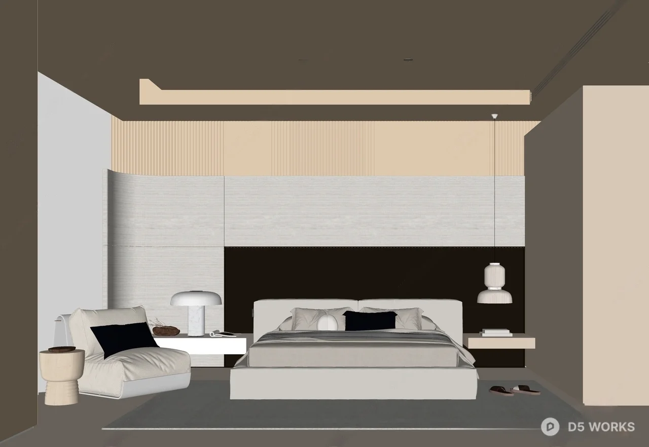 Minimalist Bedroom with Ambient Lighting 3d model thumbnail 2