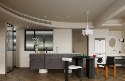 Modern Minimalist Living Dining Space 3d model