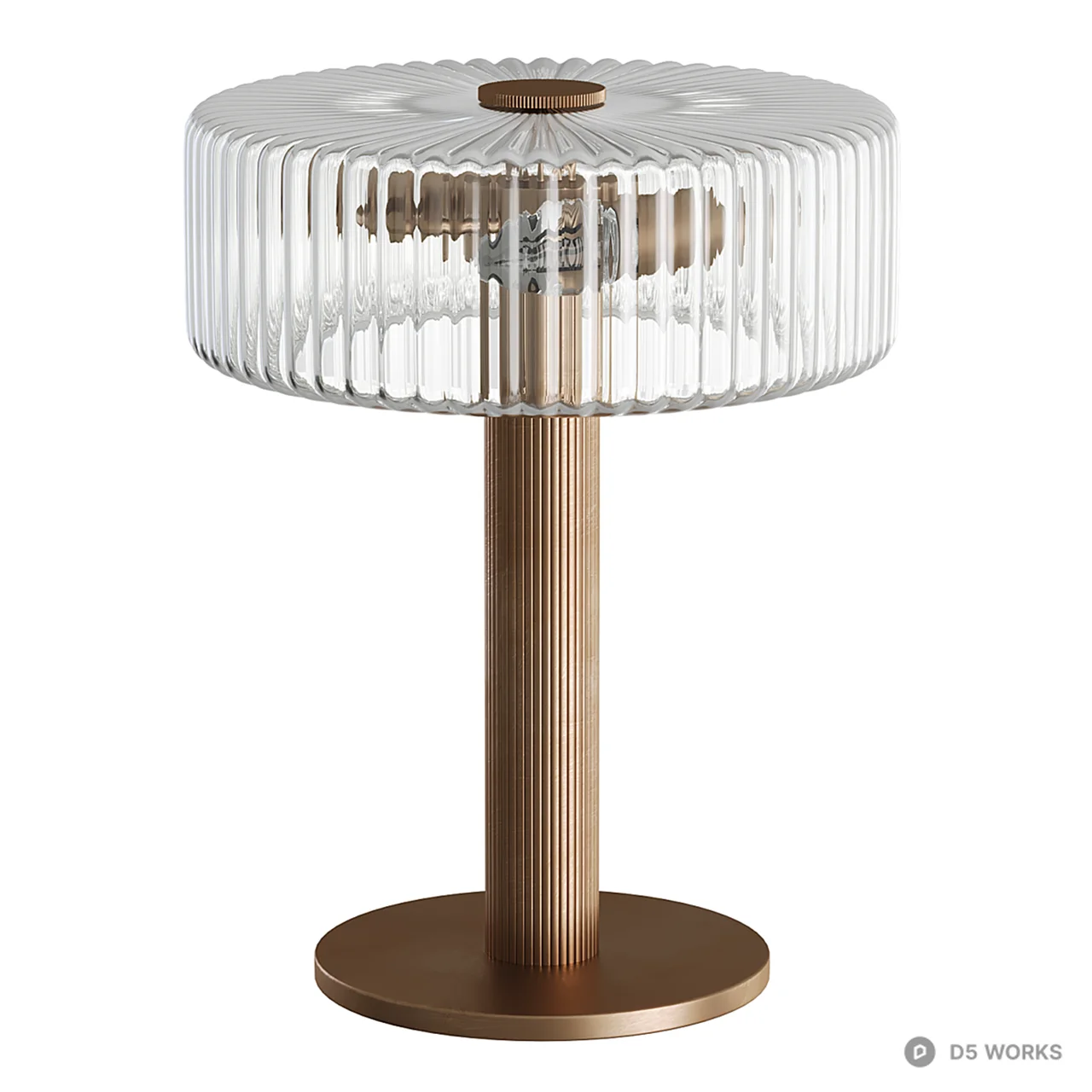 Ribbed Glass And Brass Table Lamp 3d model thumbnail 2