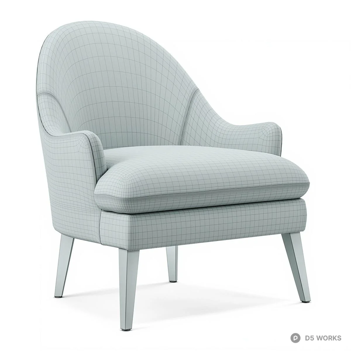 Minimalist Metal Frame Armchair 3d model thumbnail 4