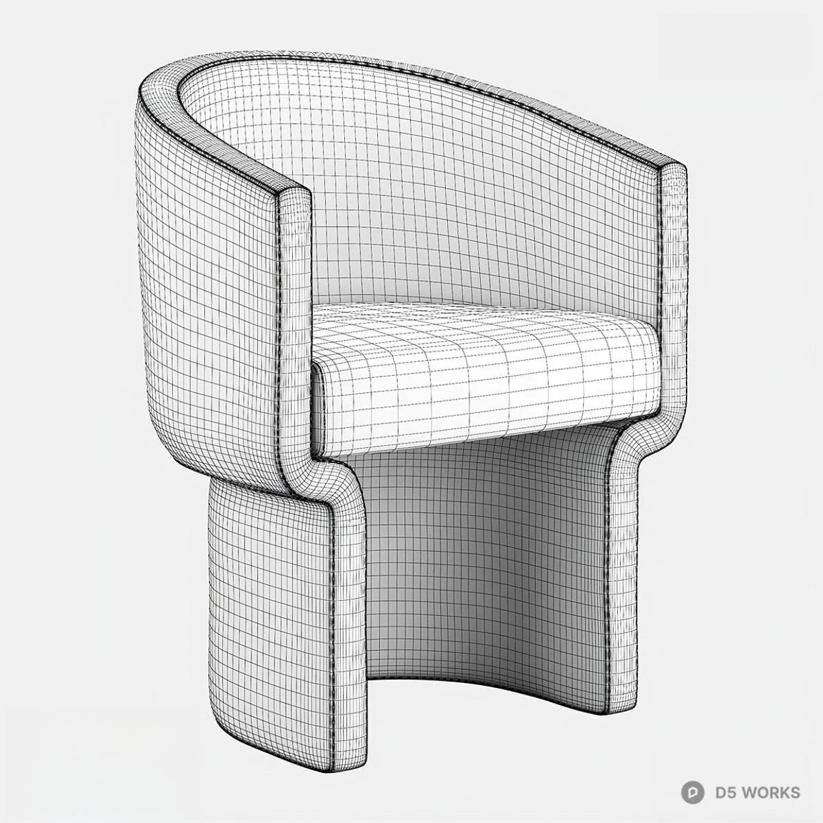 Scandinavian Style Upholstered Armchair 3d model thumbnail 2