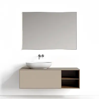 Minimalist Wall Mounted Vanity With Basin 3d model