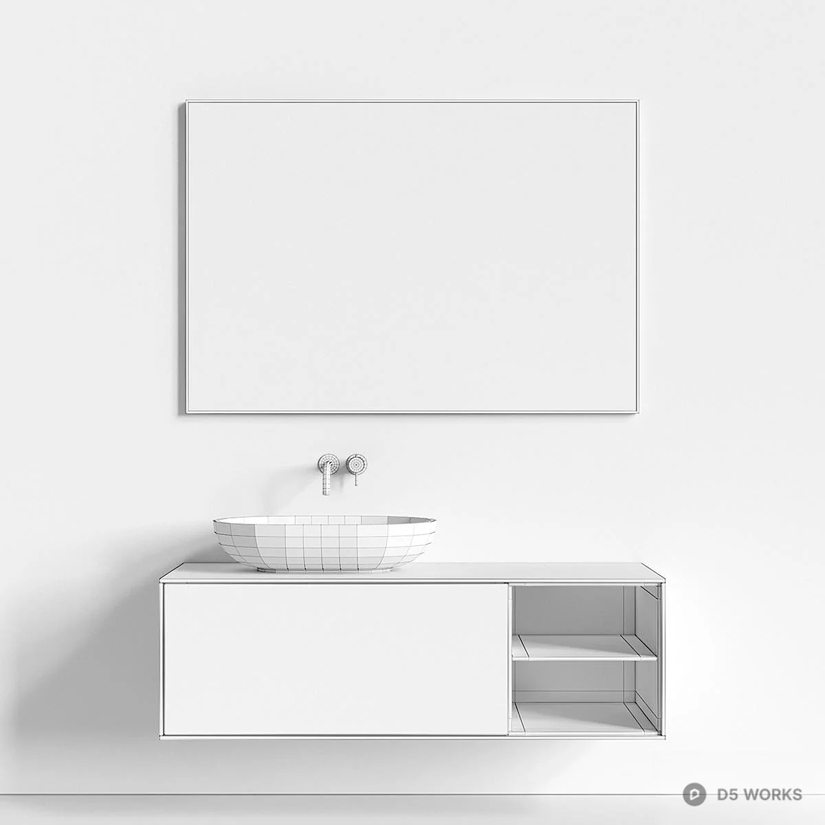 Minimalist Wall Mounted Vanity With Basin 3d model thumbnail 2