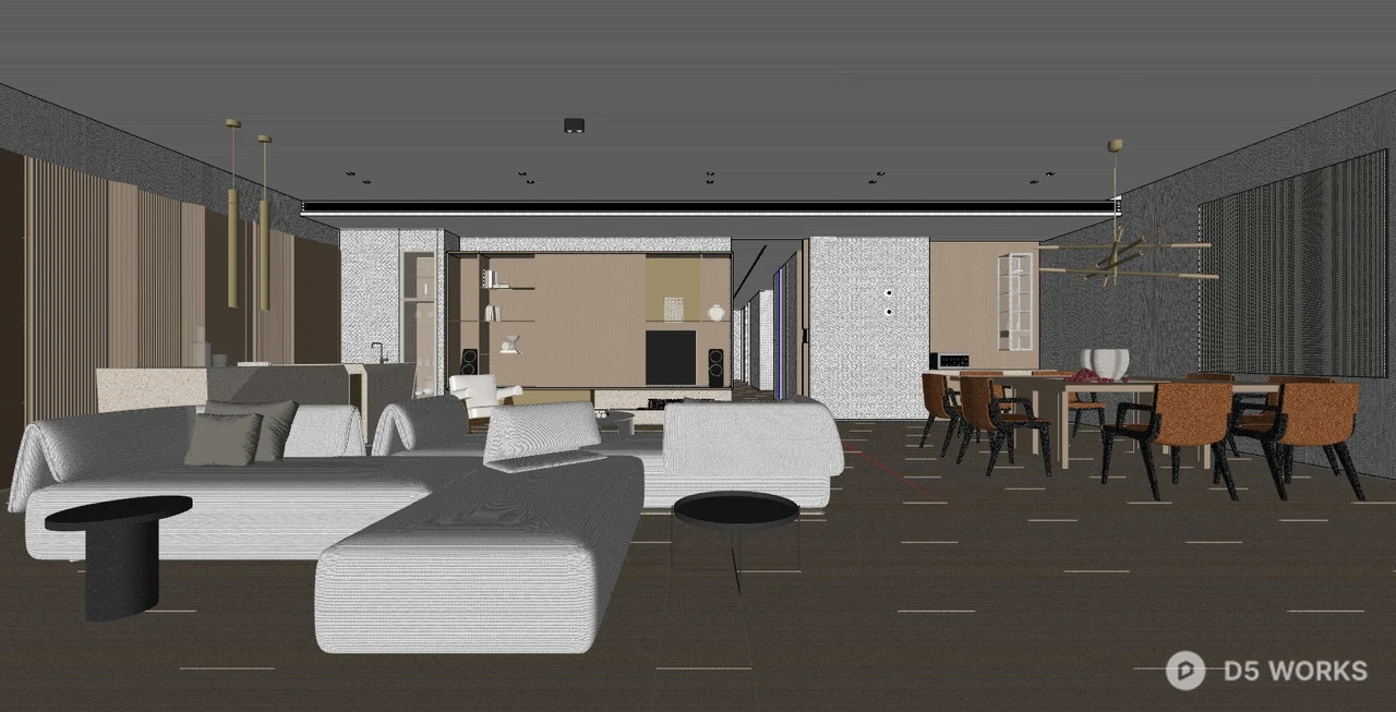 Minimalist Living Room with Floor-to-Ceiling Windows 3d model thumbnail 2