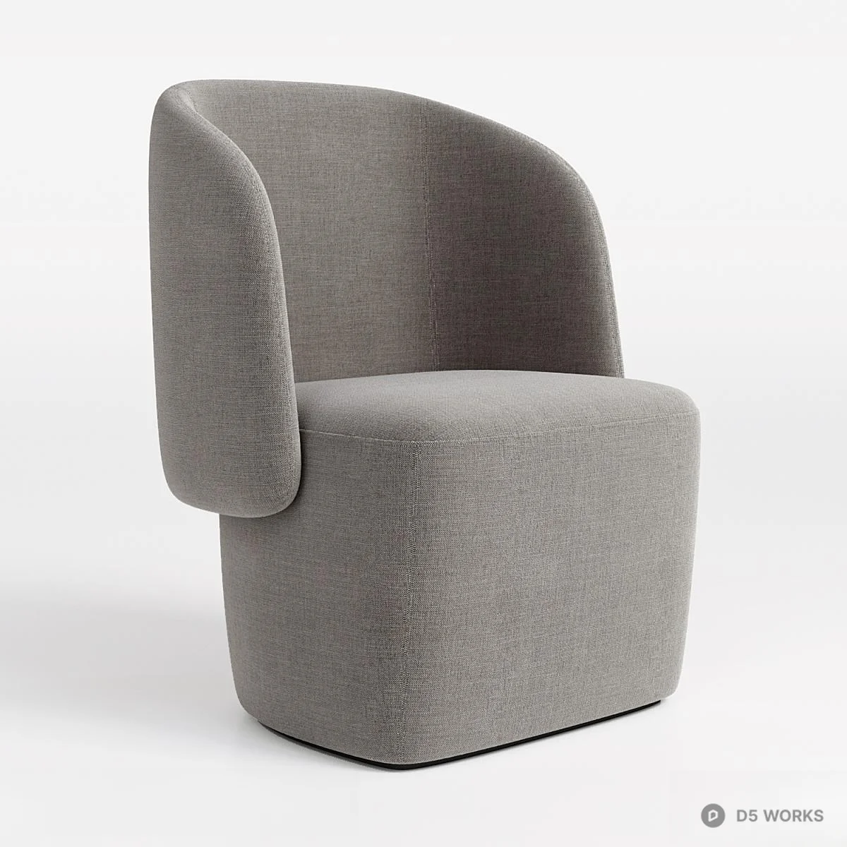 Velvet Green Armchair With Sculptural Backrest 3d model thumbnail 2