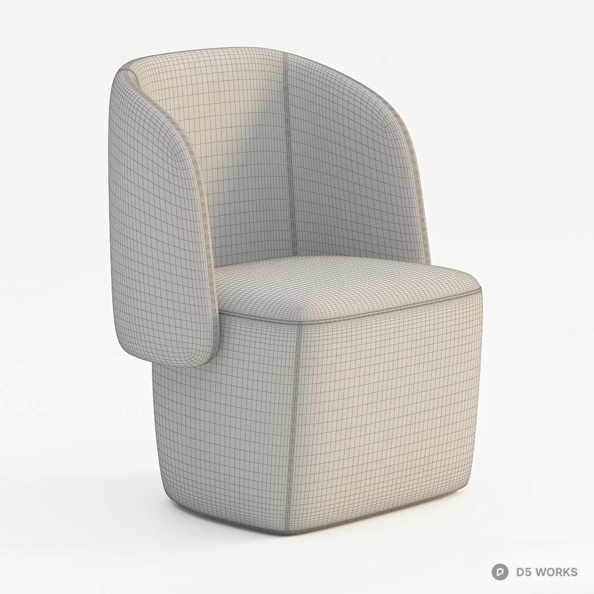 Velvet Green Armchair With Sculptural Backrest 3d model thumbnail 3