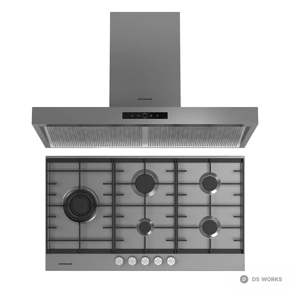 Stainless Steel Kitchen Appliance Set 3d model thumbnail 2