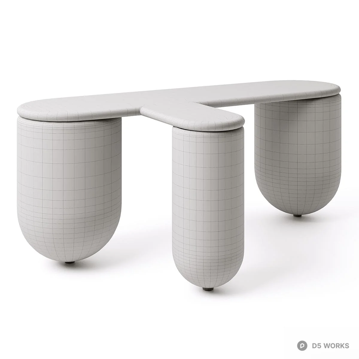 Organic Form Black Wood Side Table 3d model thumbnail 4