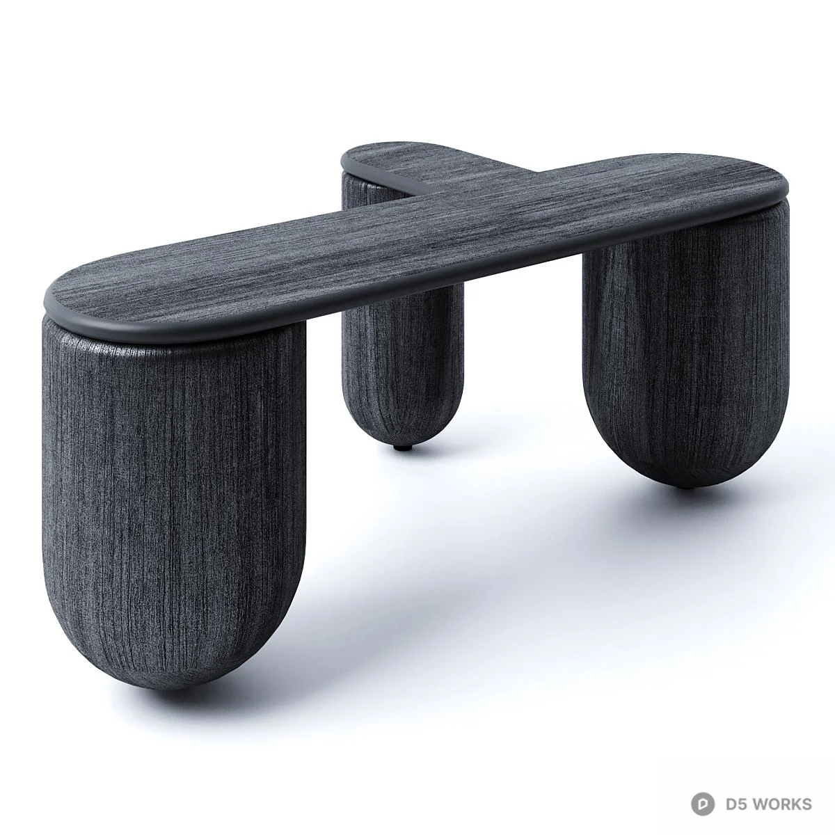 Organic Form Black Wood Side Table 3d model thumbnail 2