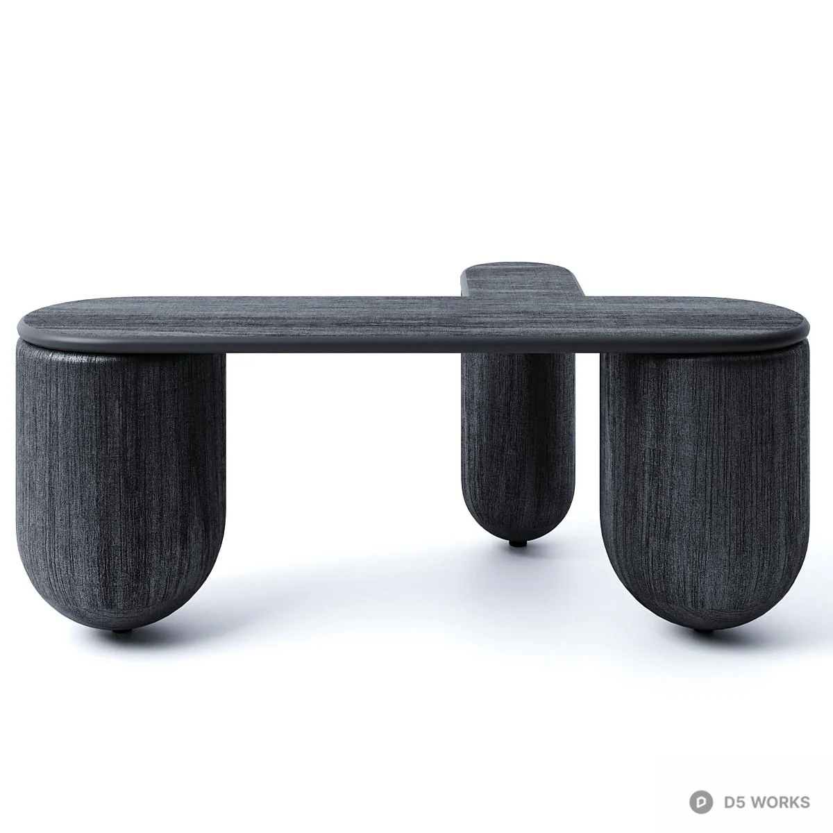Organic Form Black Wood Side Table 3d model thumbnail 3