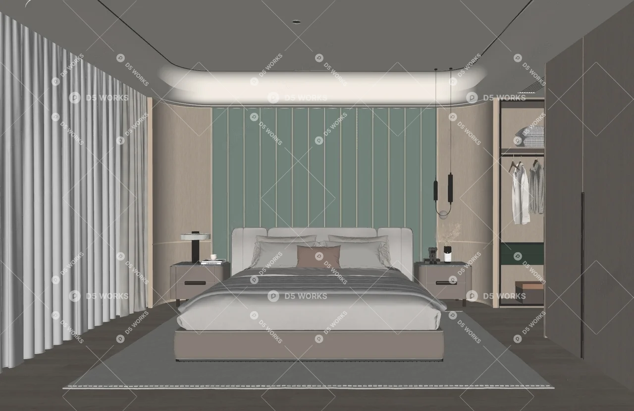 Modern Home Bedroom 3d model thumbnail 2