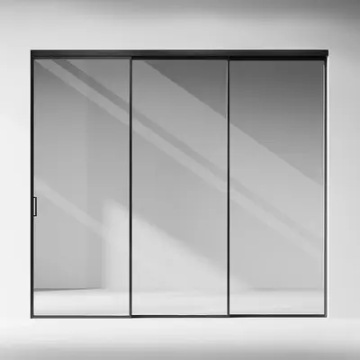 Minimalist Black Frame Sliding Door 3d model