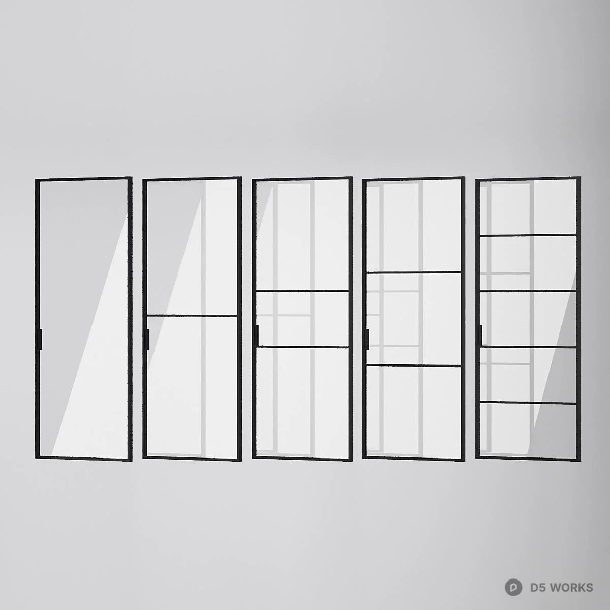 Minimalist Black Frame Sliding Door 3d model thumbnail 4