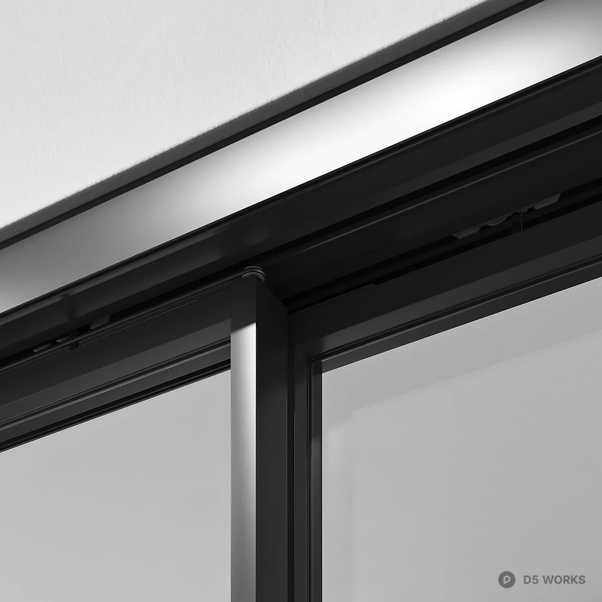 Minimalist Black Frame Sliding Door 3d model thumbnail 3