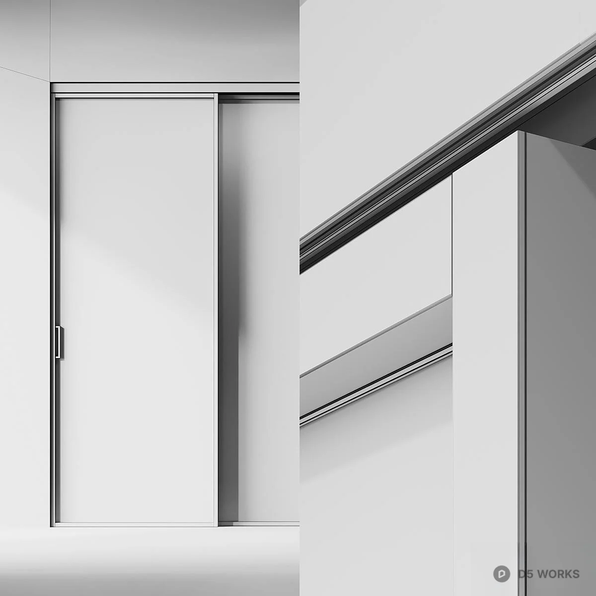 Minimalist Black Frame Sliding Door 3d model thumbnail 5