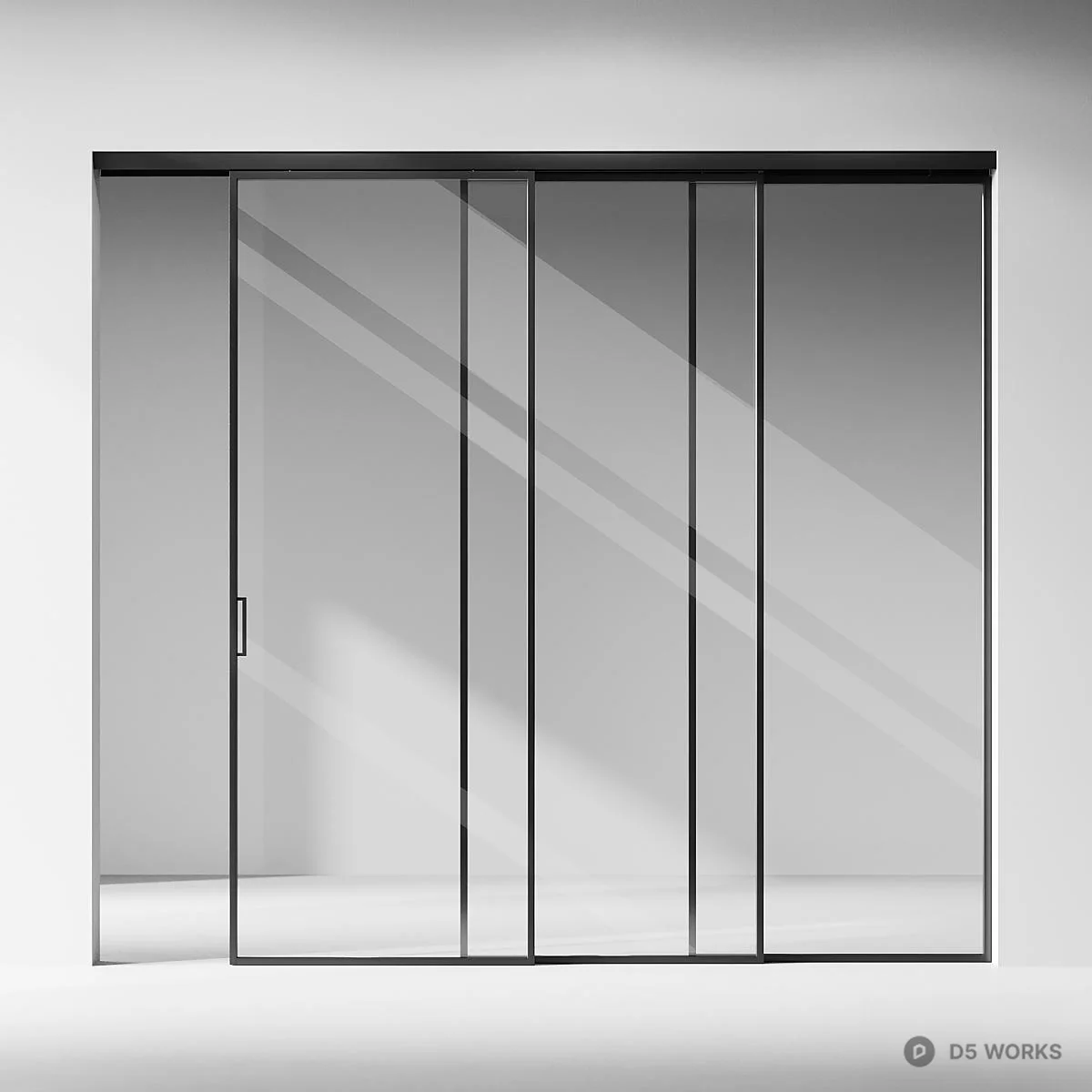 Minimalist Black Frame Sliding Door 3d model thumbnail 2