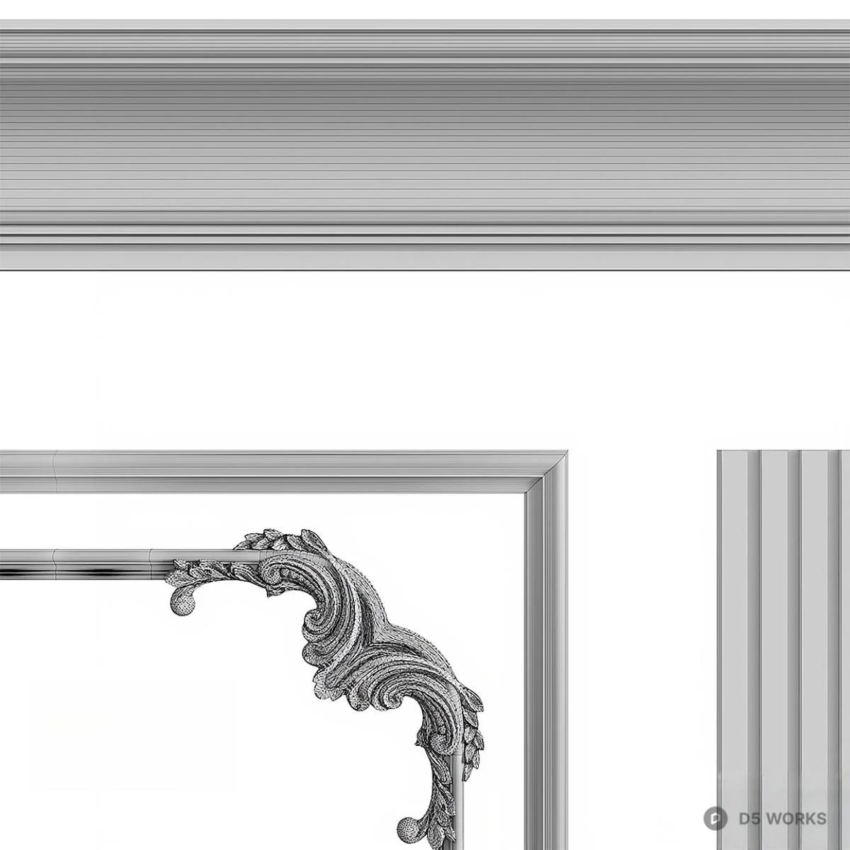 Ornate Wall Panel With Fluted Columns 3d model thumbnail 2