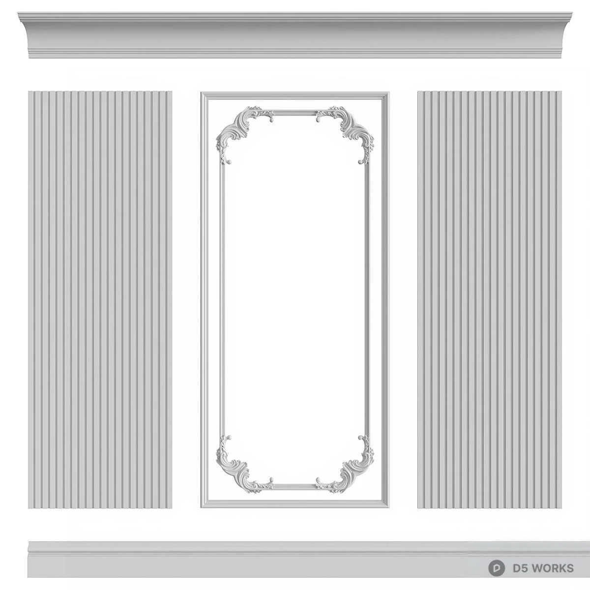 Ornate Wall Panel With Fluted Columns 3d model - Image 1